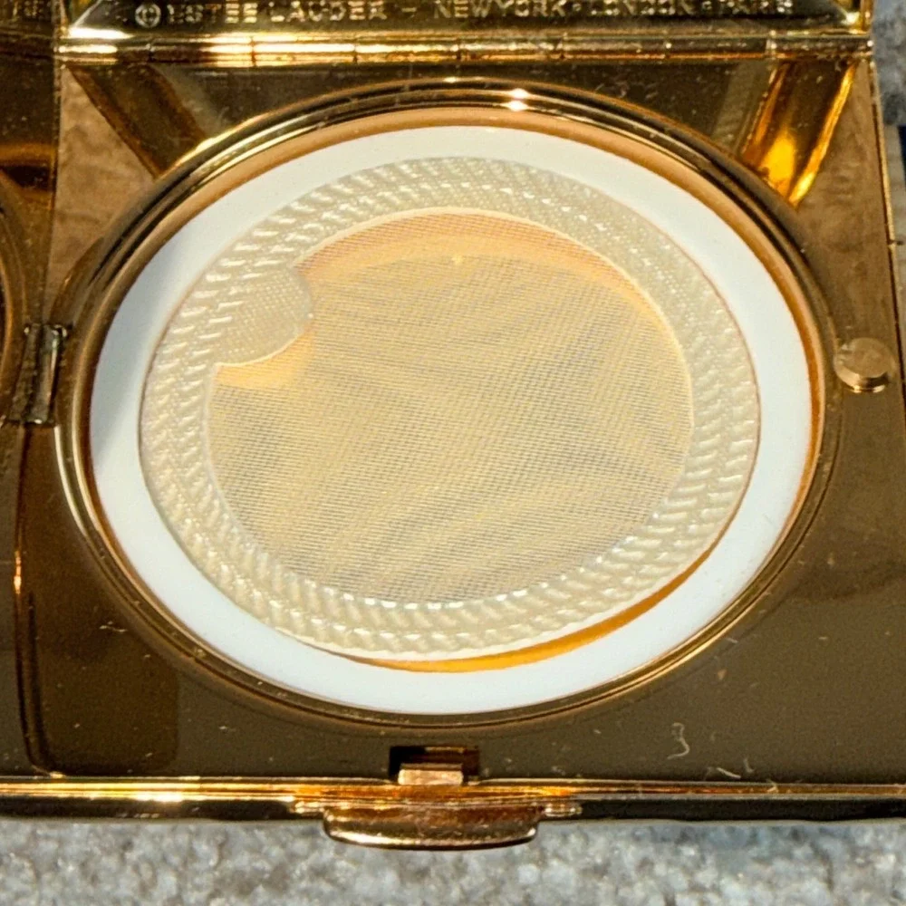 Vintage Estee Lauder Gold Wave Compact Set Translucent Face Powder Ecru Style